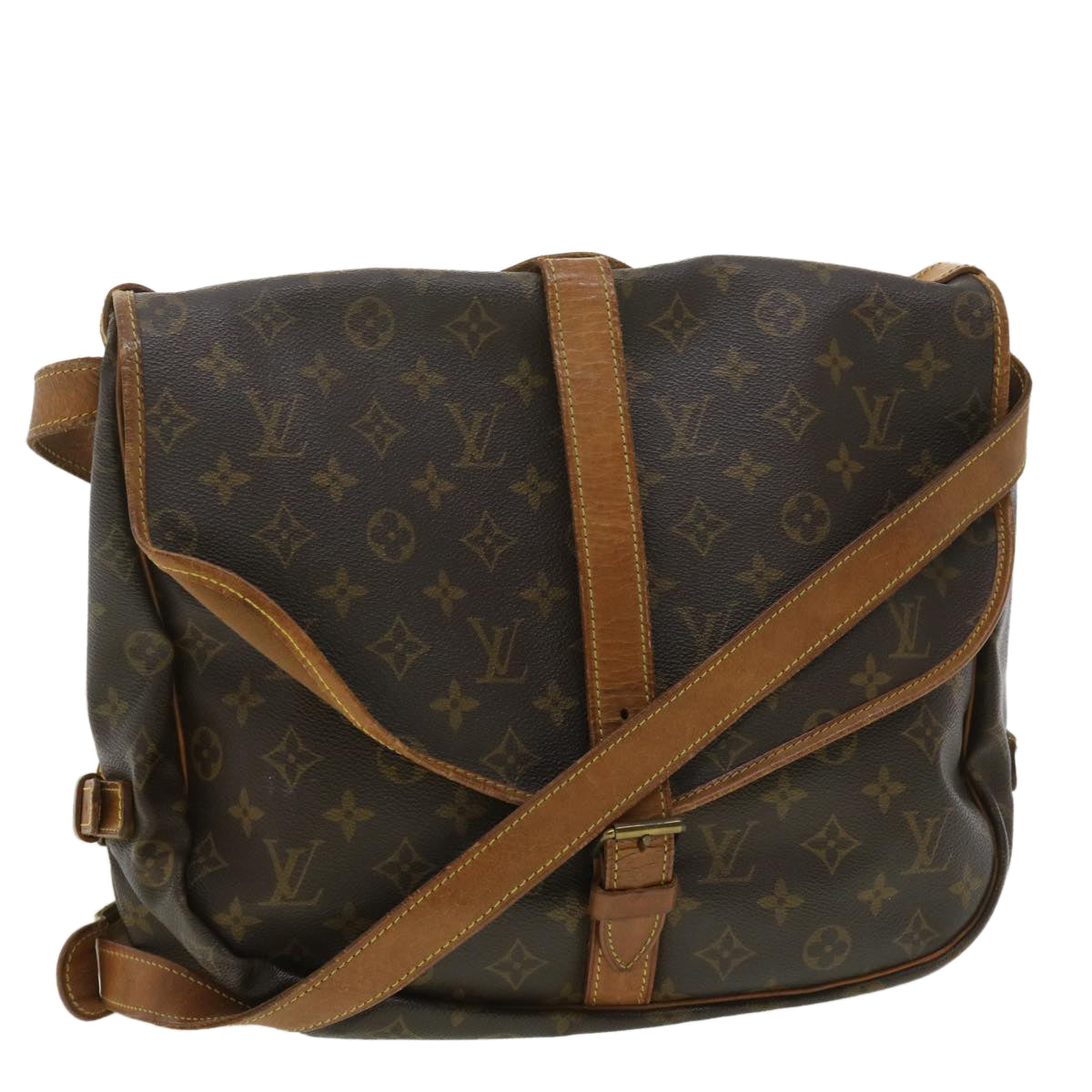 LOUIS VUITTON Monogram Saumur 35 Shoulder Bag M42254 LV Auth 34593