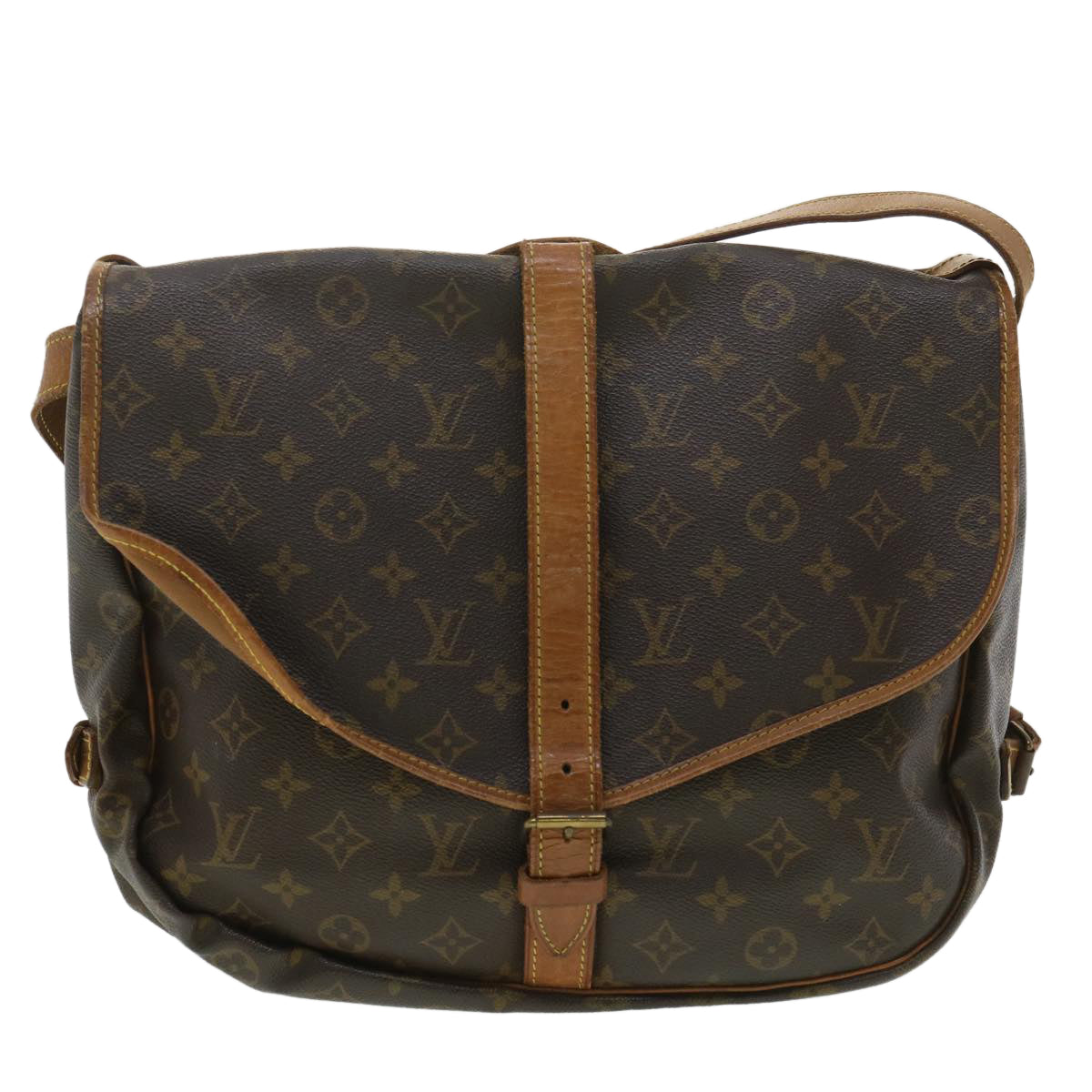 LOUIS VUITTON Monogram Saumur 35 Shoulder Bag M42254 LV Auth 34593