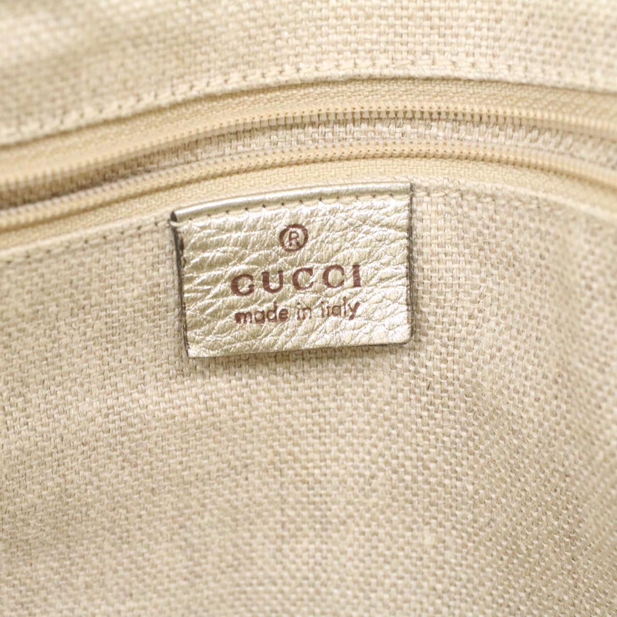 GUCCI GG Canvas Tote Bag Beige Champagne Gold Auth 34597