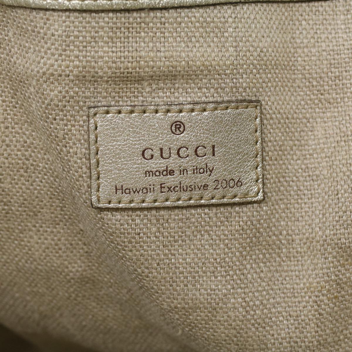 GUCCI GG Canvas Tote Bag Beige Champagne Gold Auth 34597