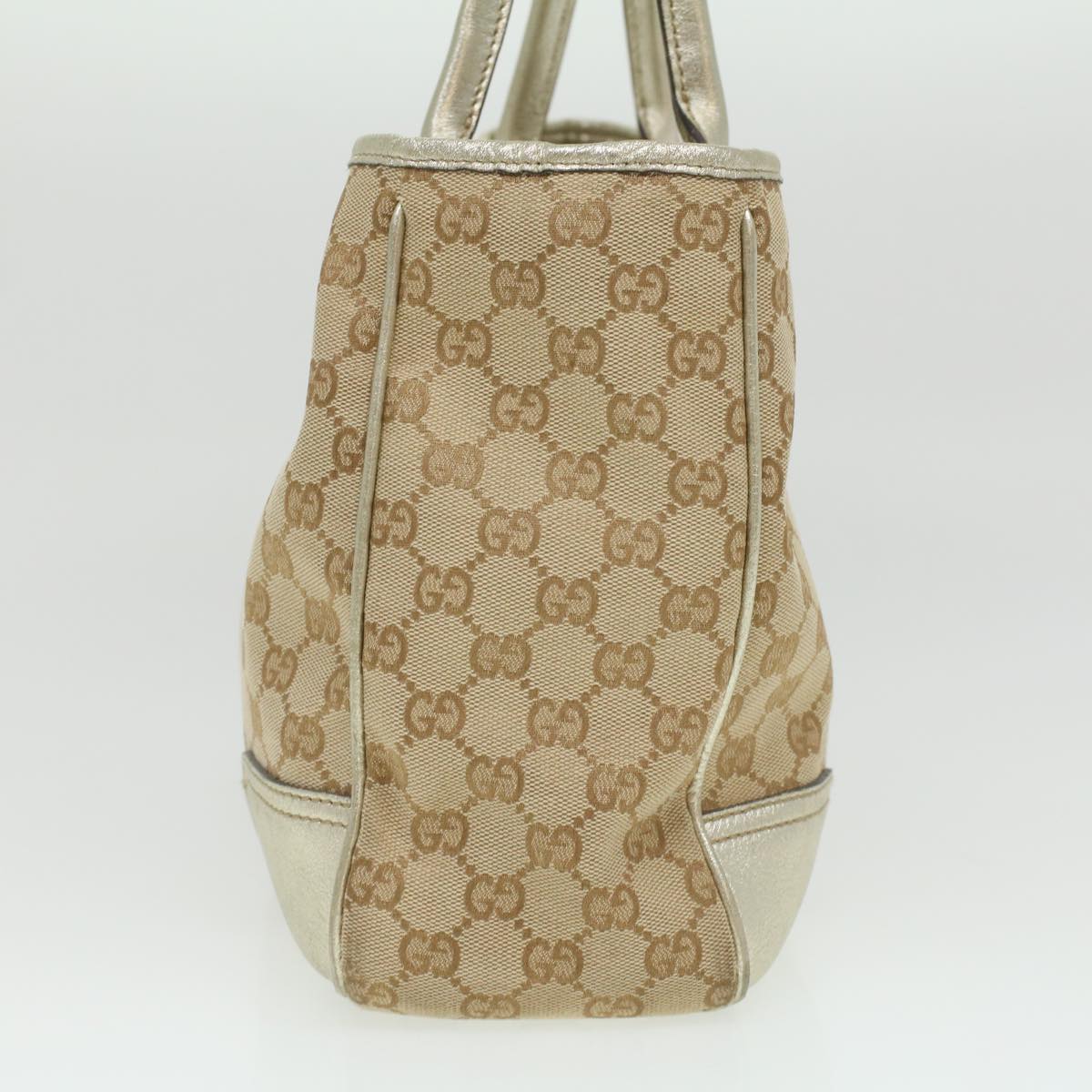 GUCCI GG Canvas Tote Bag Beige Champagne Gold Auth 34597