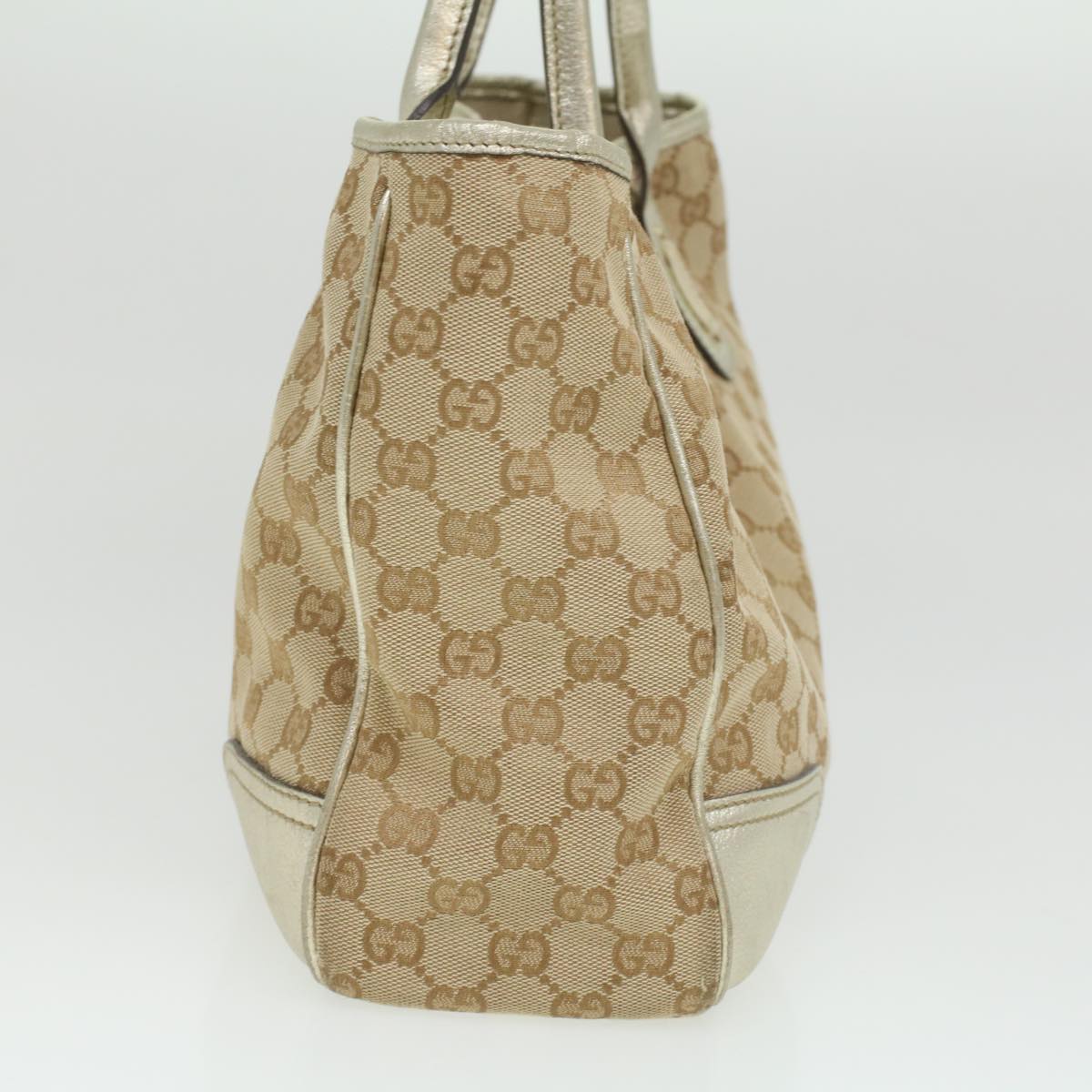 GUCCI GG Canvas Tote Bag Beige Champagne Gold Auth 34597