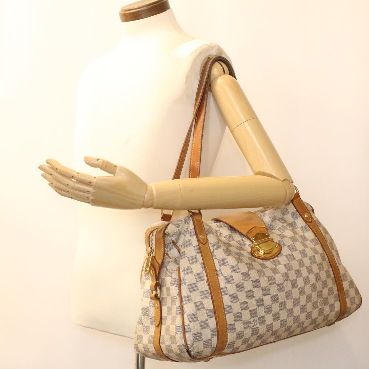 LOUIS VUITTON Damier Azur Stresa GM Tote Bag N42221 LV Auth 34610