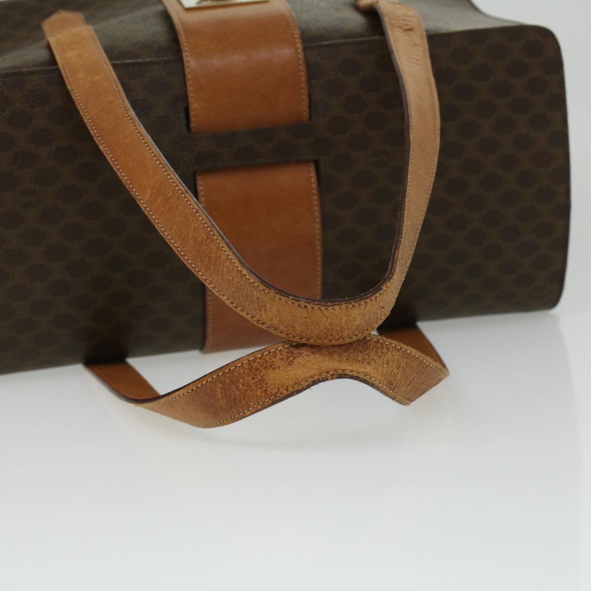 CELINE Macadam Canvas Hand Bag PVC Leather Brown Auth 34655