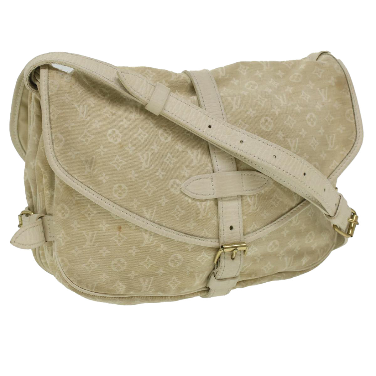 LOUIS VUITTON Monogram Mini Canvas Saumur 30 Shoulder Bag White M95314 LV 35361