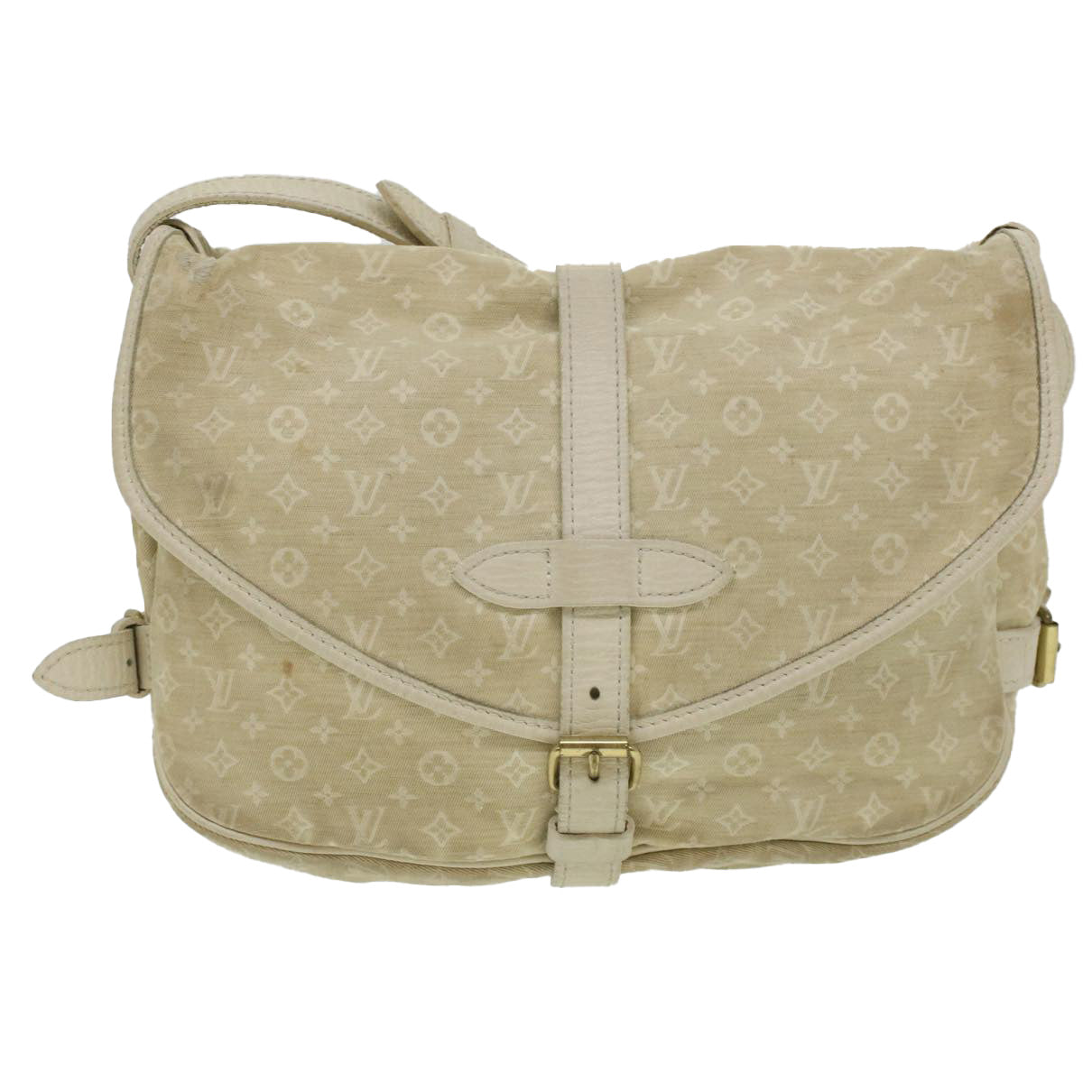 LOUIS VUITTON Monogram Mini Canvas Saumur 30 Shoulder Bag White M95314 LV 35361