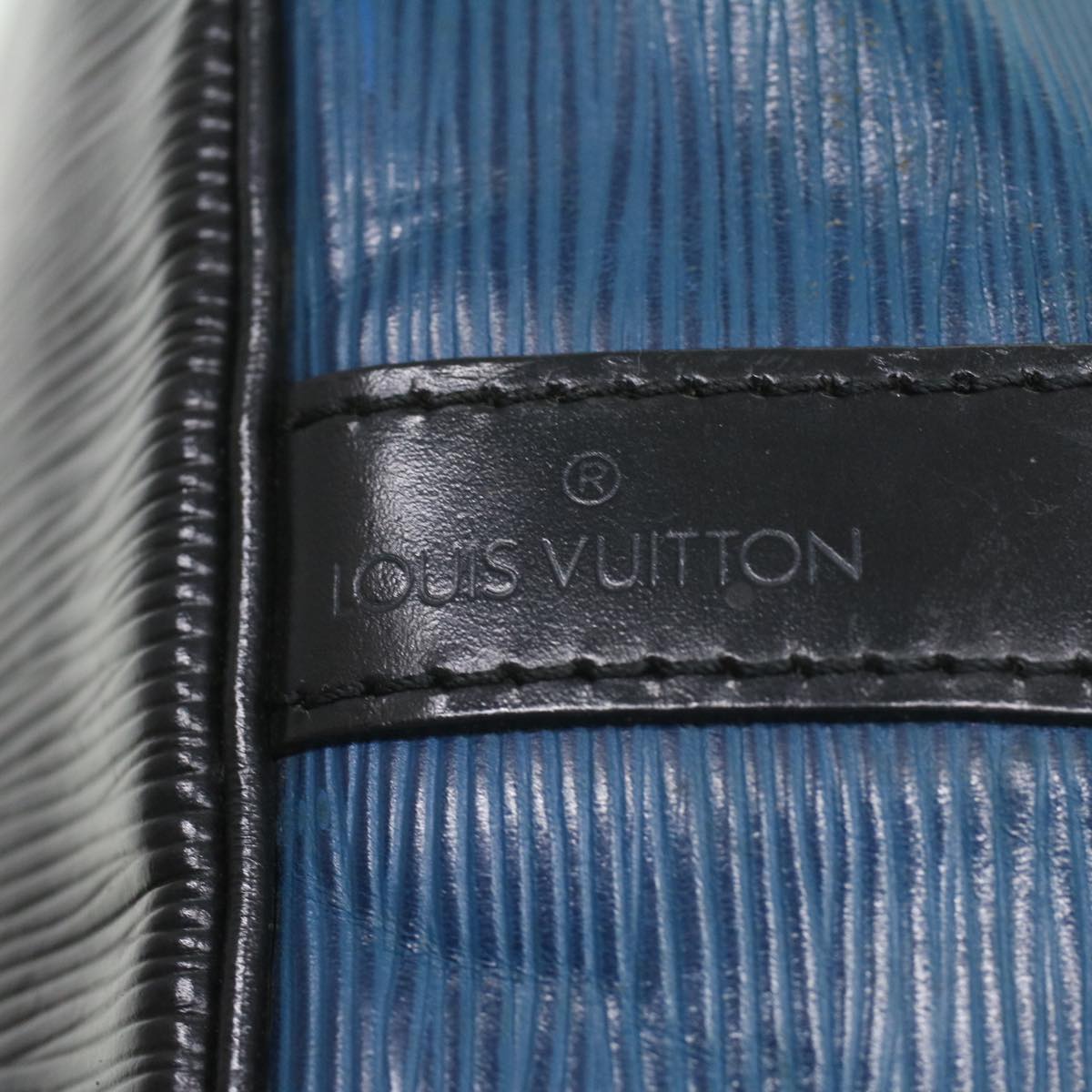 LOUIS VUITTON Epi Petit Noe Shoulder Bag Bicolor Black Blue M44152 LV Auth 35382