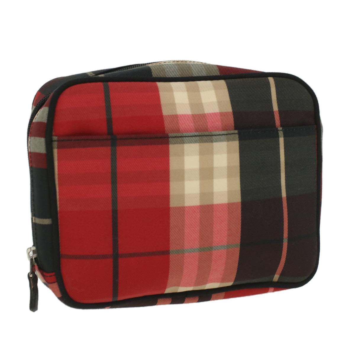 BURBERRY Nova Check Pouch Nylon Red Auth 35421