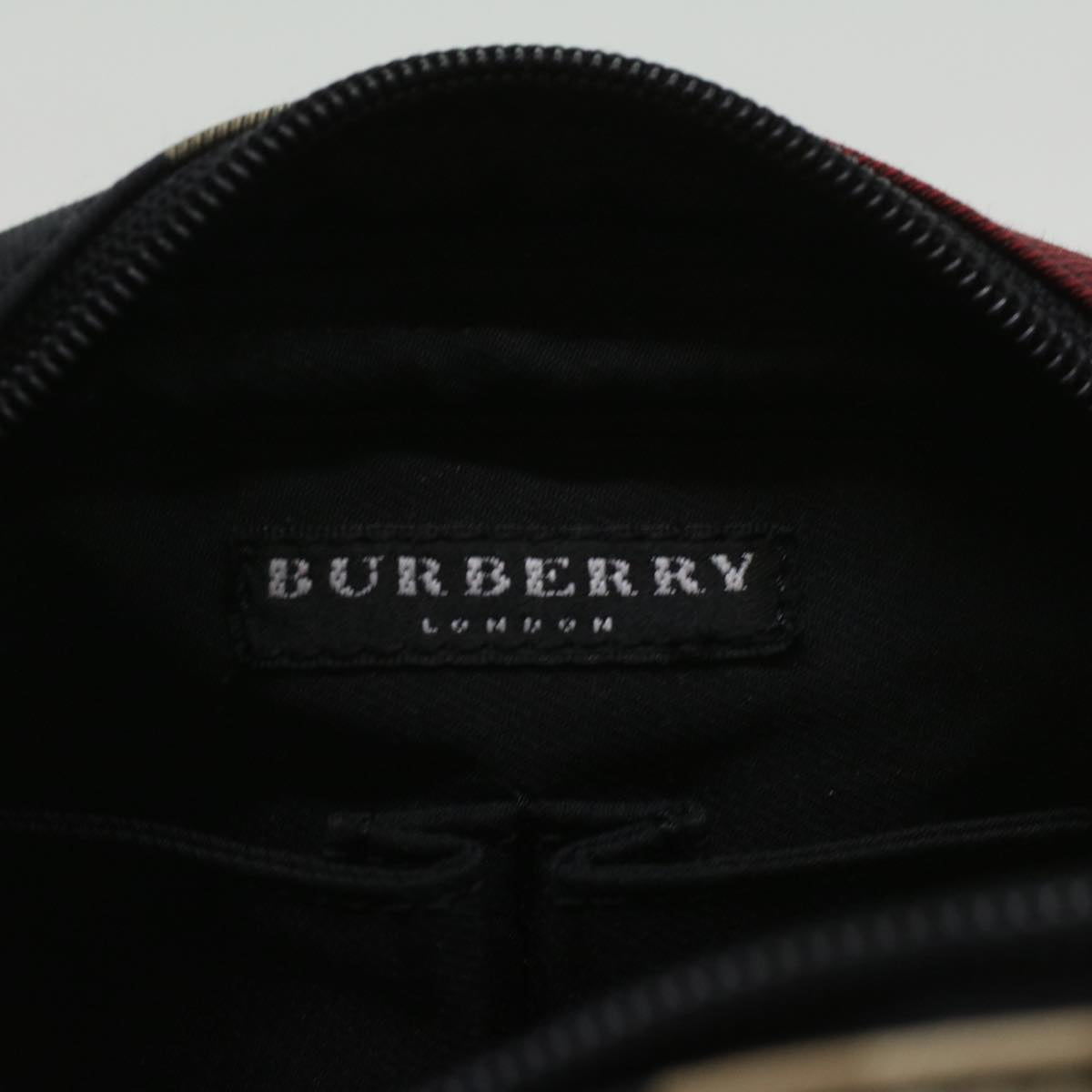 BURBERRY Nova Check Pouch Nylon Red Auth 35421