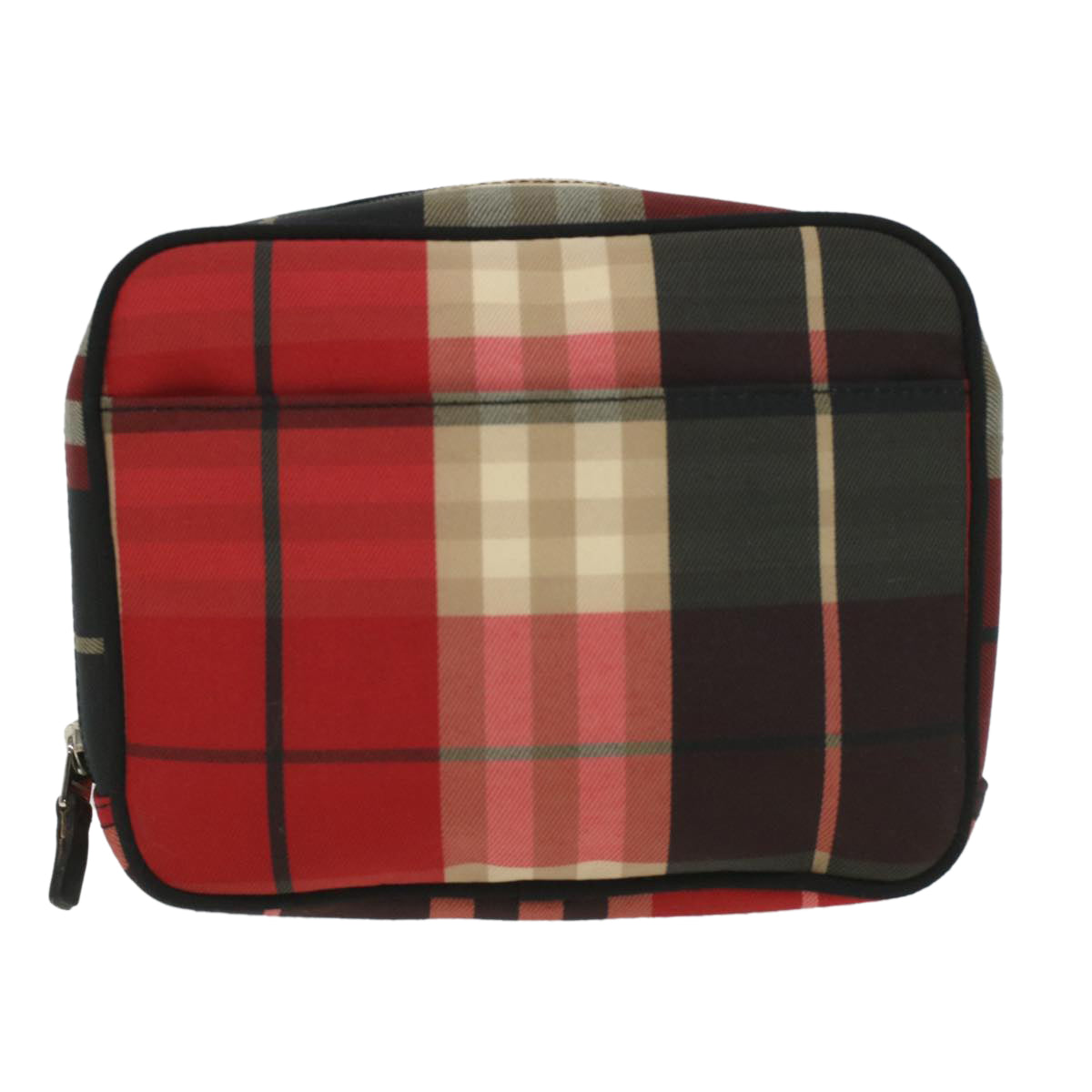 BURBERRY Nova Check Pouch Nylon Red Auth 35421