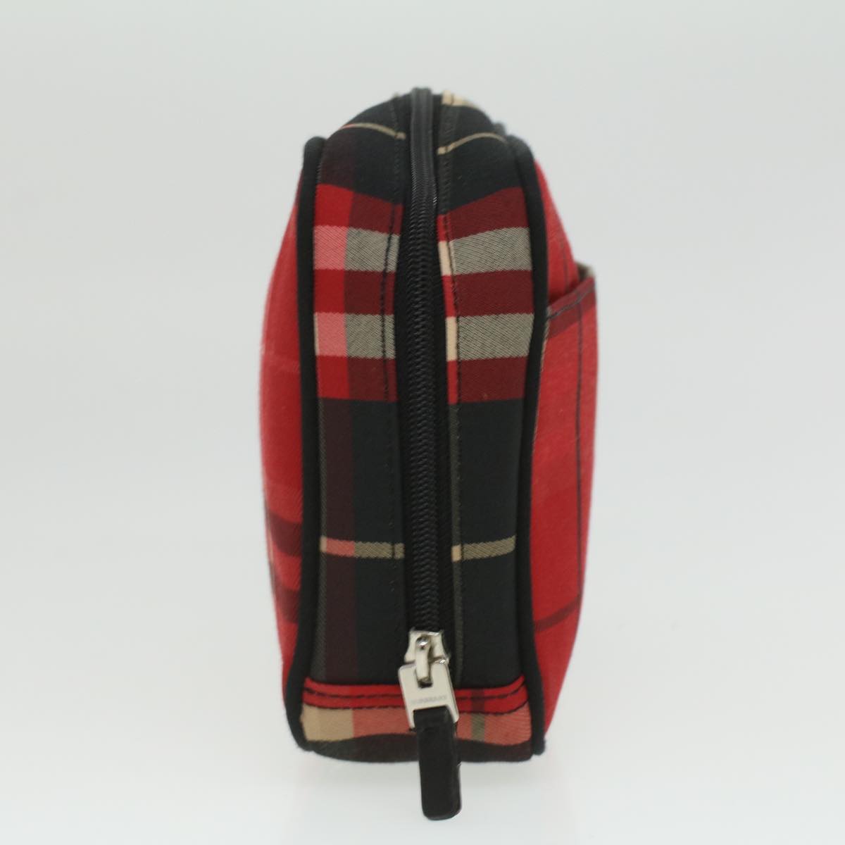 BURBERRY Nova Check Pouch Nylon Red Auth 35421