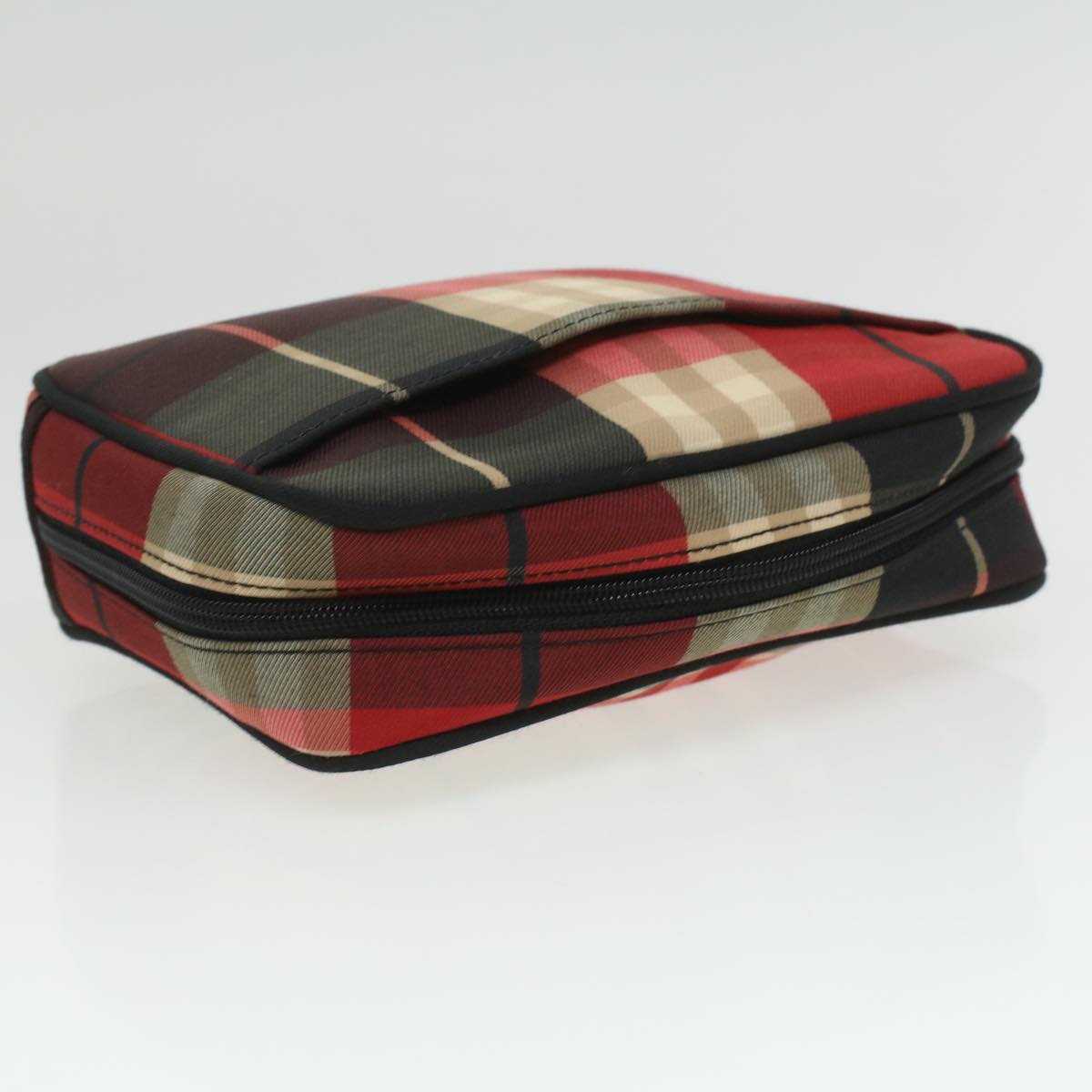 BURBERRY Nova Check Pouch Nylon Red Auth 35421