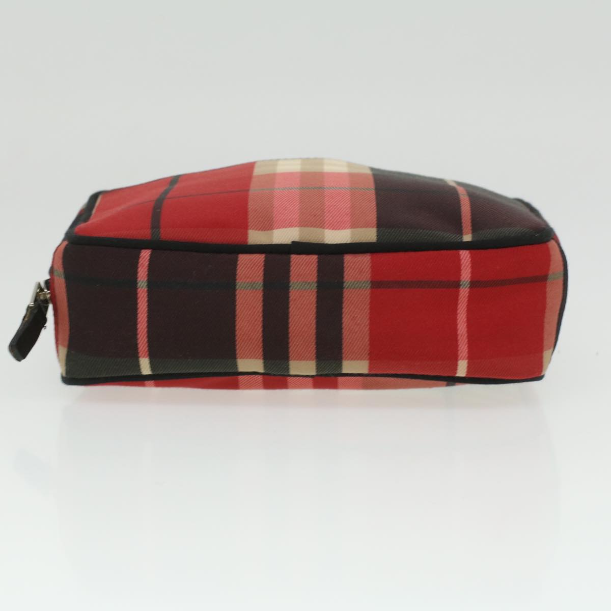 BURBERRY Nova Check Pouch Nylon Red Auth 35421