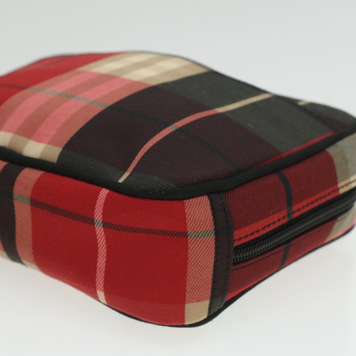 BURBERRY Nova Check Pouch Nylon Red Auth 35421