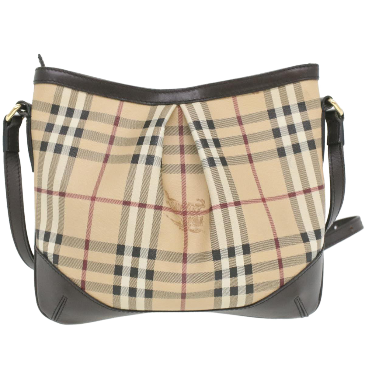 BURBERRY Nova Check Shoulder Bag PVC Leather Beige Auth 35432 - 0