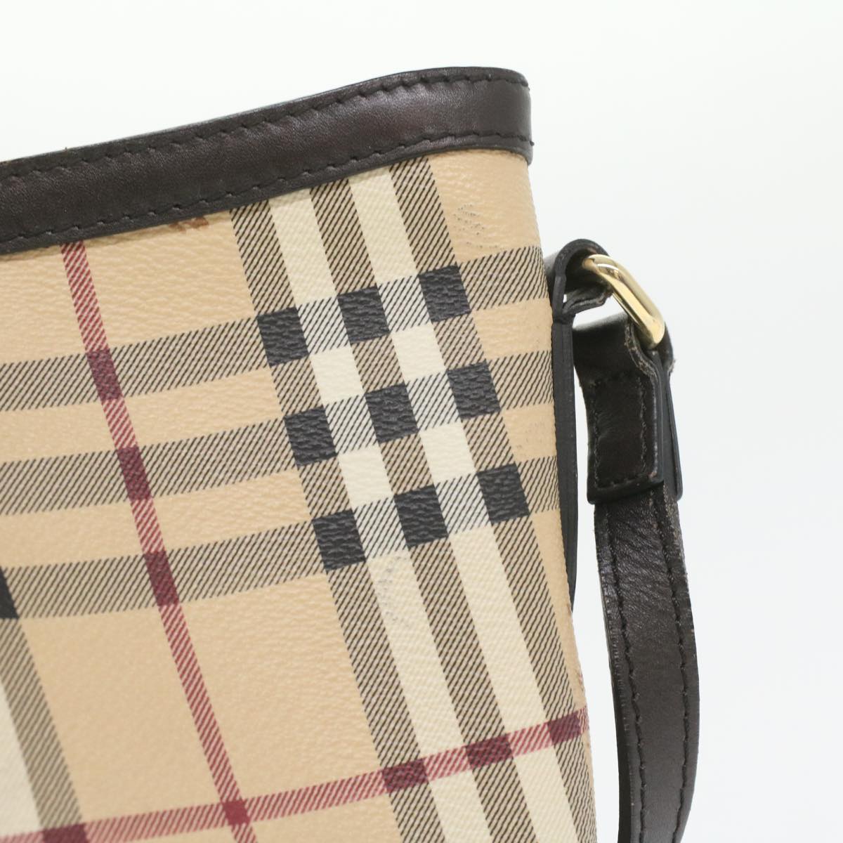 BURBERRY Nova Check Shoulder Bag PVC Leather Beige Auth 35432