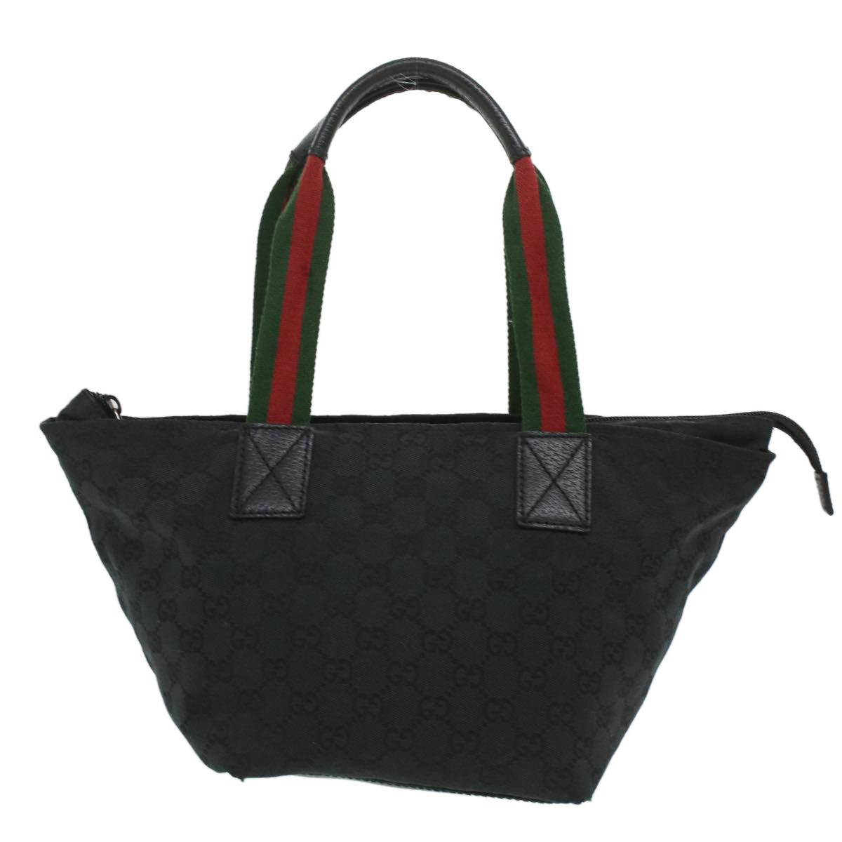 GUCCI GG Canvas Web Sherry Line Shoulder Bag Black Red Green 131228 Auth 35433 - 0