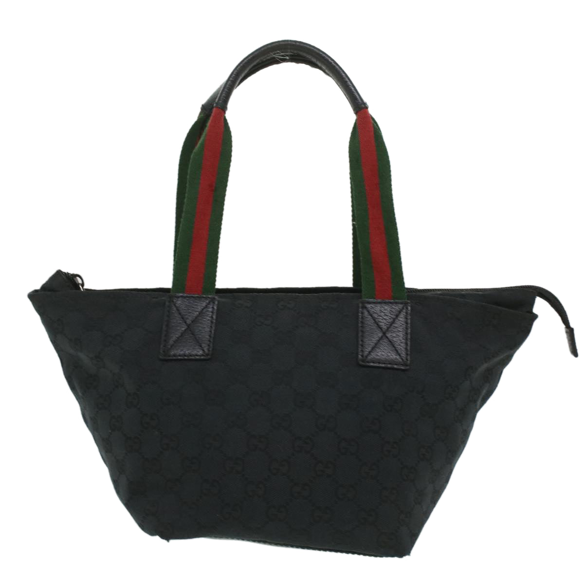 GUCCI GG Canvas Web Sherry Line Shoulder Bag Black Red Green 131228 Auth 35433