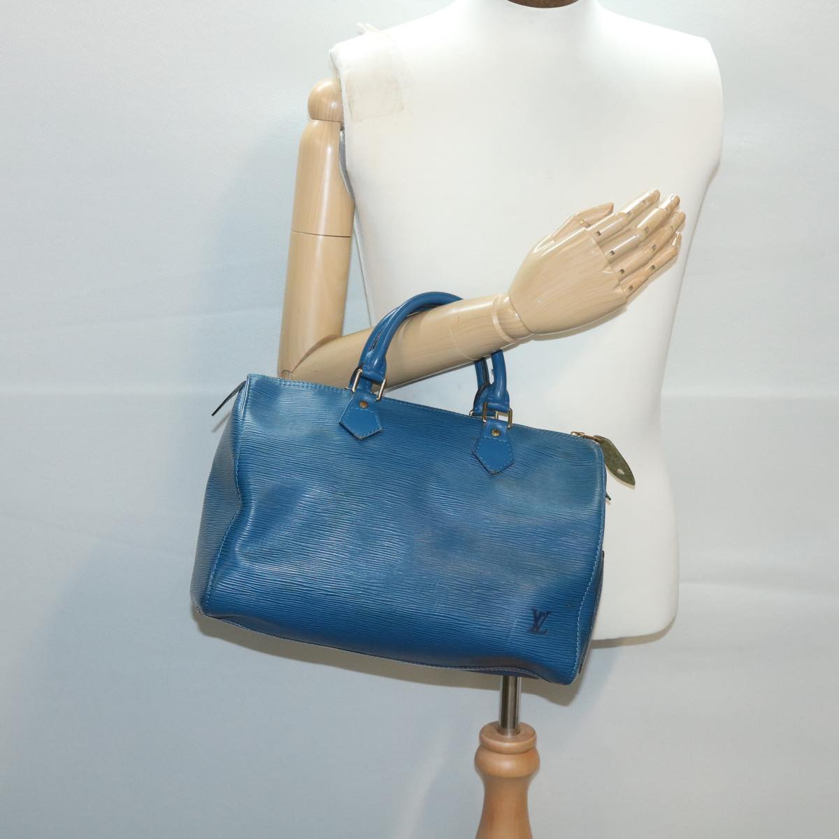 LOUIS VUITTON Epi Speedy 30 Hand Bag Blue M43005 LV Auth 35459