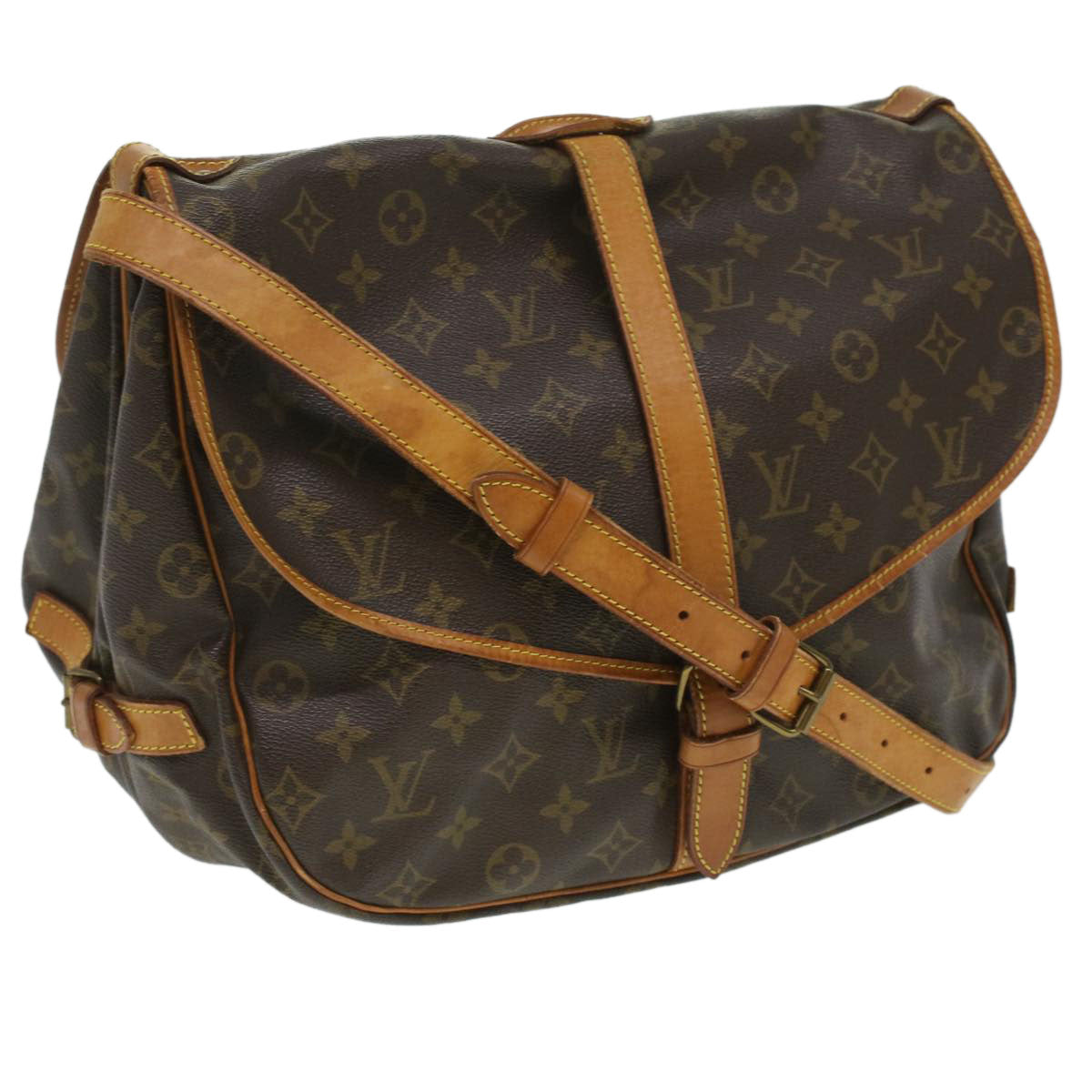 LOUIS VUITTON Monogram Saumur 35 Shoulder Bag M42254 LV Auth 35470