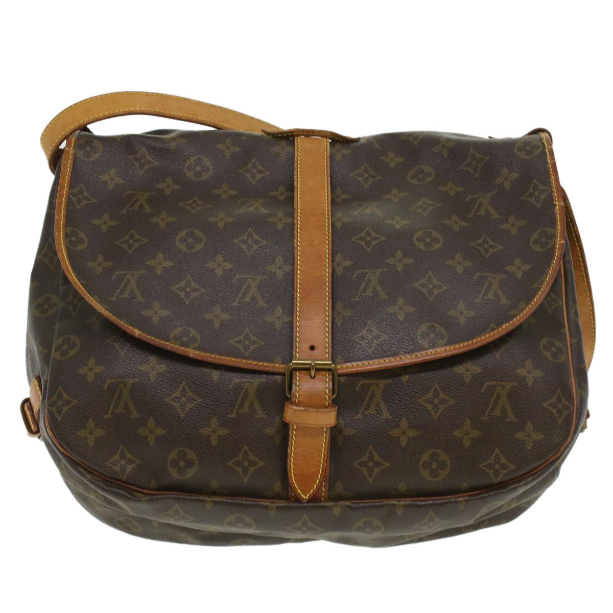 LOUIS VUITTON Monogram Saumur 35 Shoulder Bag M42254 LV Auth 35470