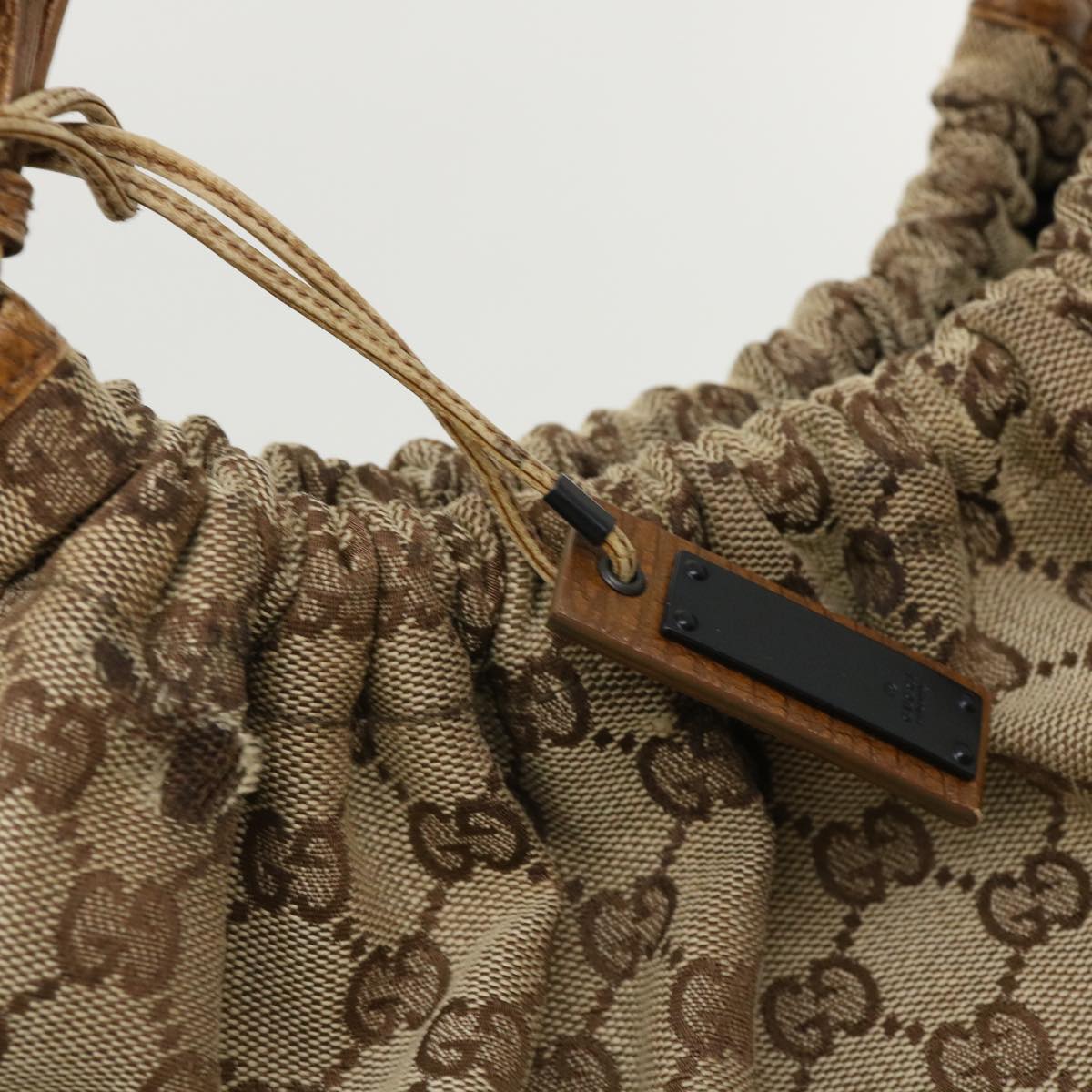 GUCCI GG Canvas Hand Bag Beige 76554 Auth 35571