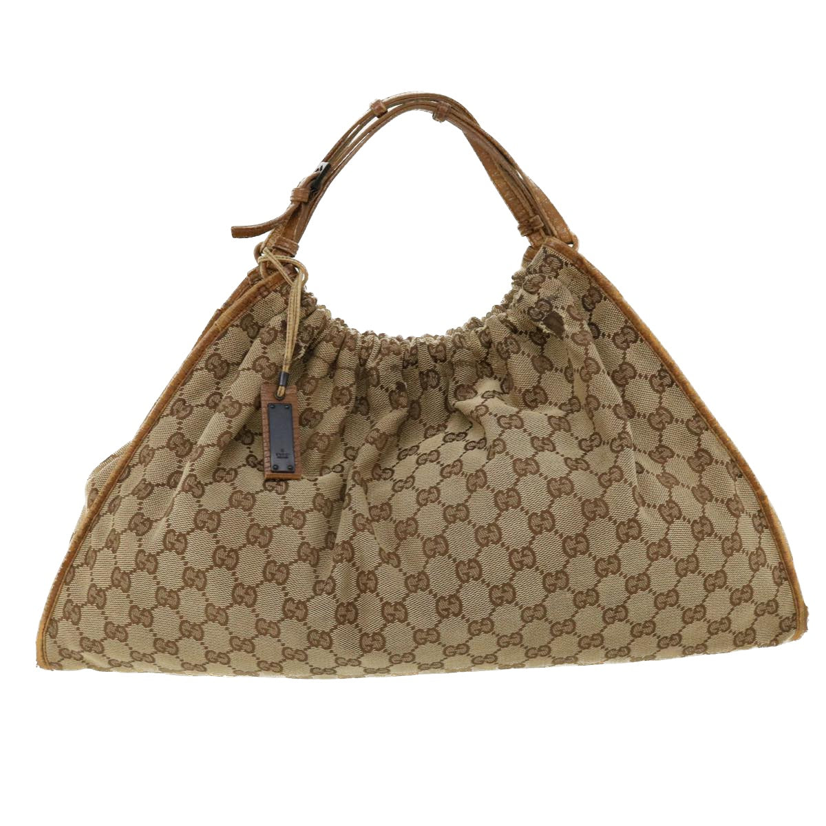 GUCCI GG Canvas Hand Bag Beige 76554 Auth 35571