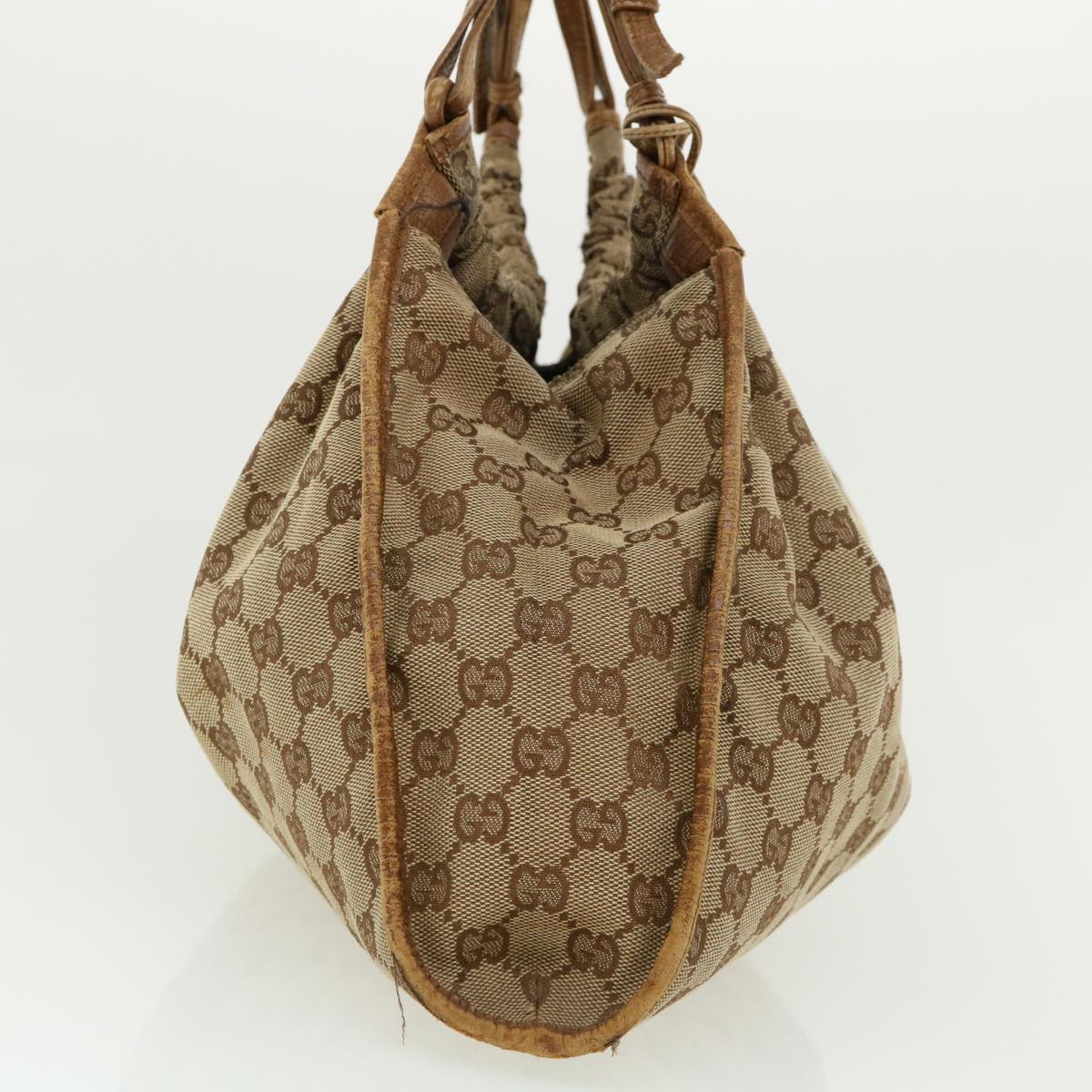 GUCCI GG Canvas Hand Bag Beige 76554 Auth 35571