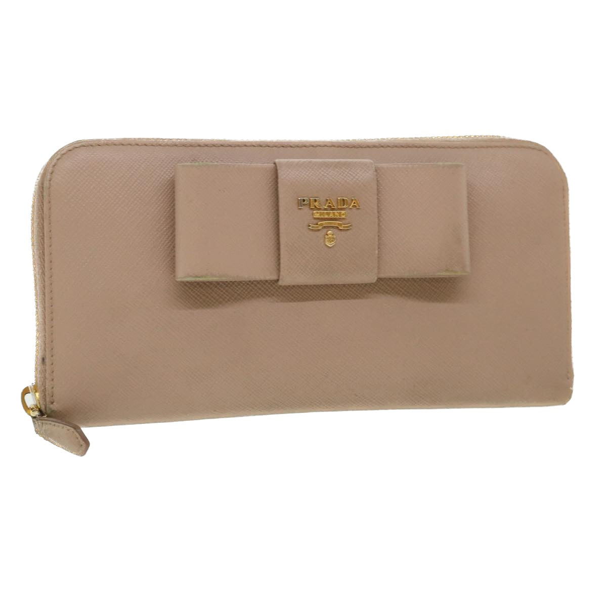 PRADA Long Wallet Safiano Leather Pink Auth 35586