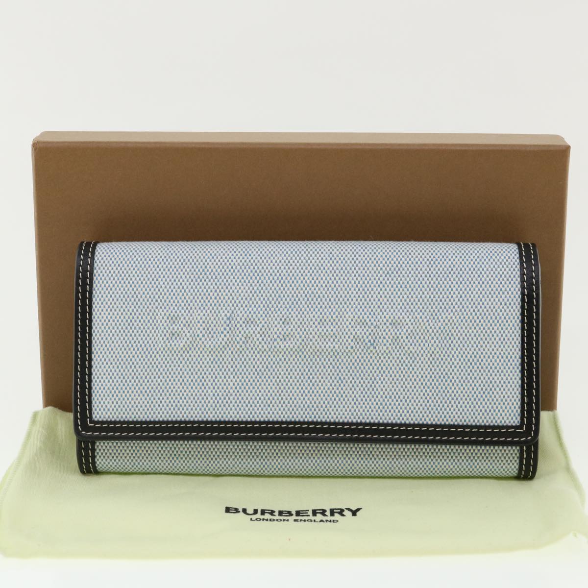 BURBERRY Long Wallet Canvas Light Blue Auth 35588