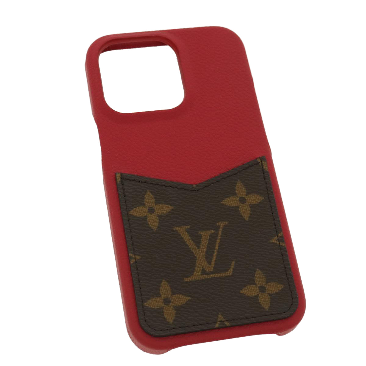 LOUIS VUITTON Monogram iPhone bumper 13pro Case Scarlet M81225 LV Auth 35678