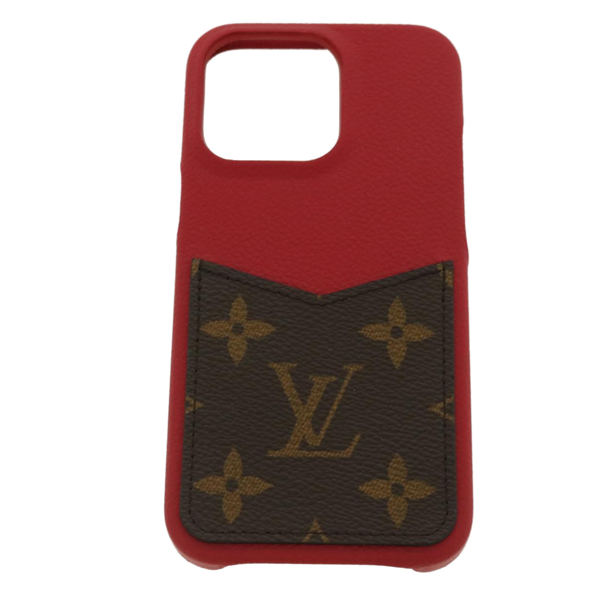 LOUIS VUITTON Monogram iPhone bumper 13pro Case Scarlet M81225 LV Auth 35678