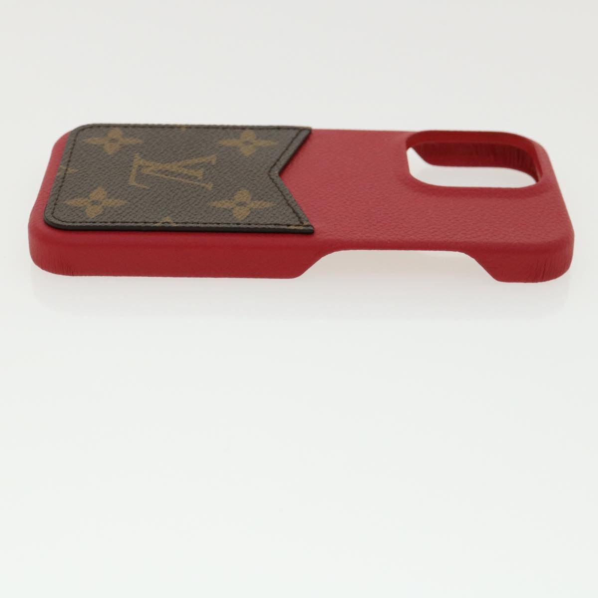 LOUIS VUITTON Monogram iPhone bumper 13pro Case Scarlet M81225 LV Auth 35678