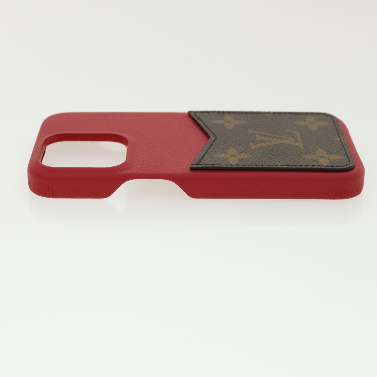 LOUIS VUITTON Monogram iPhone bumper 13pro Case Scarlet M81225 LV Auth 35678