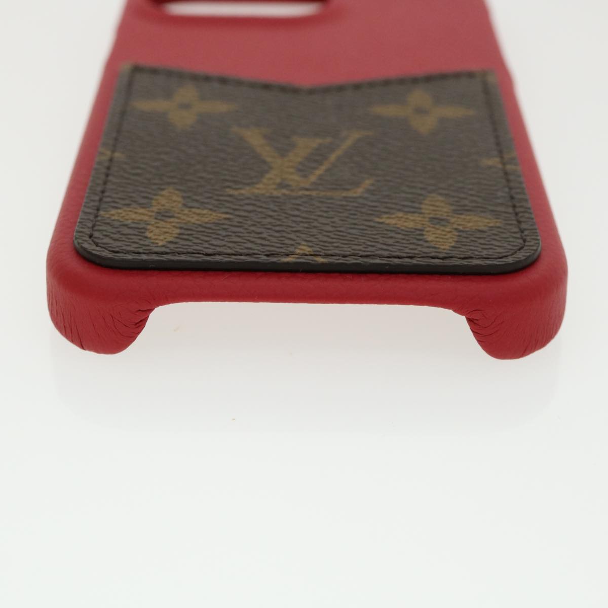 LOUIS VUITTON Monogram iPhone bumper 13pro Case Scarlet M81225 LV Auth 35678