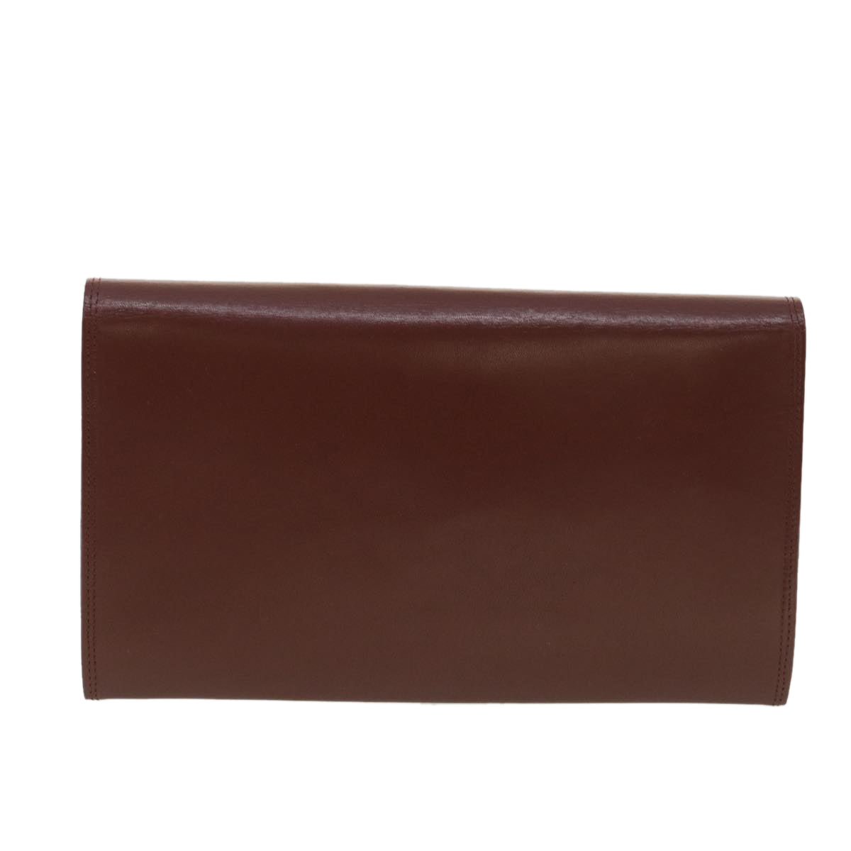 CARTIER Clutch Bag Leather Wine Red Auth 35722