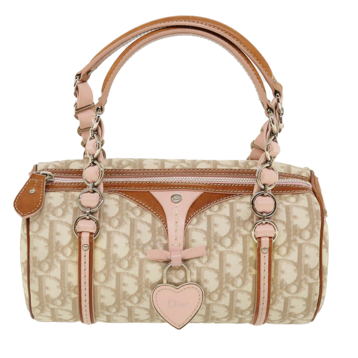 Christian Dior trotter romantic Hand Bag Beige Pink 02-BO