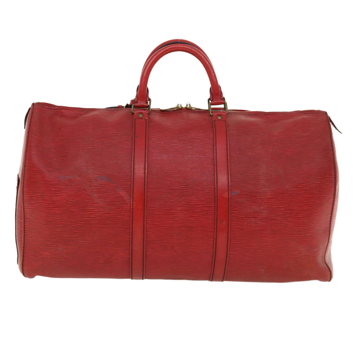 LOUIS VUITTON Epi Keepall 50 Boston Bag Vintage Red M42967 LV Auth 35939