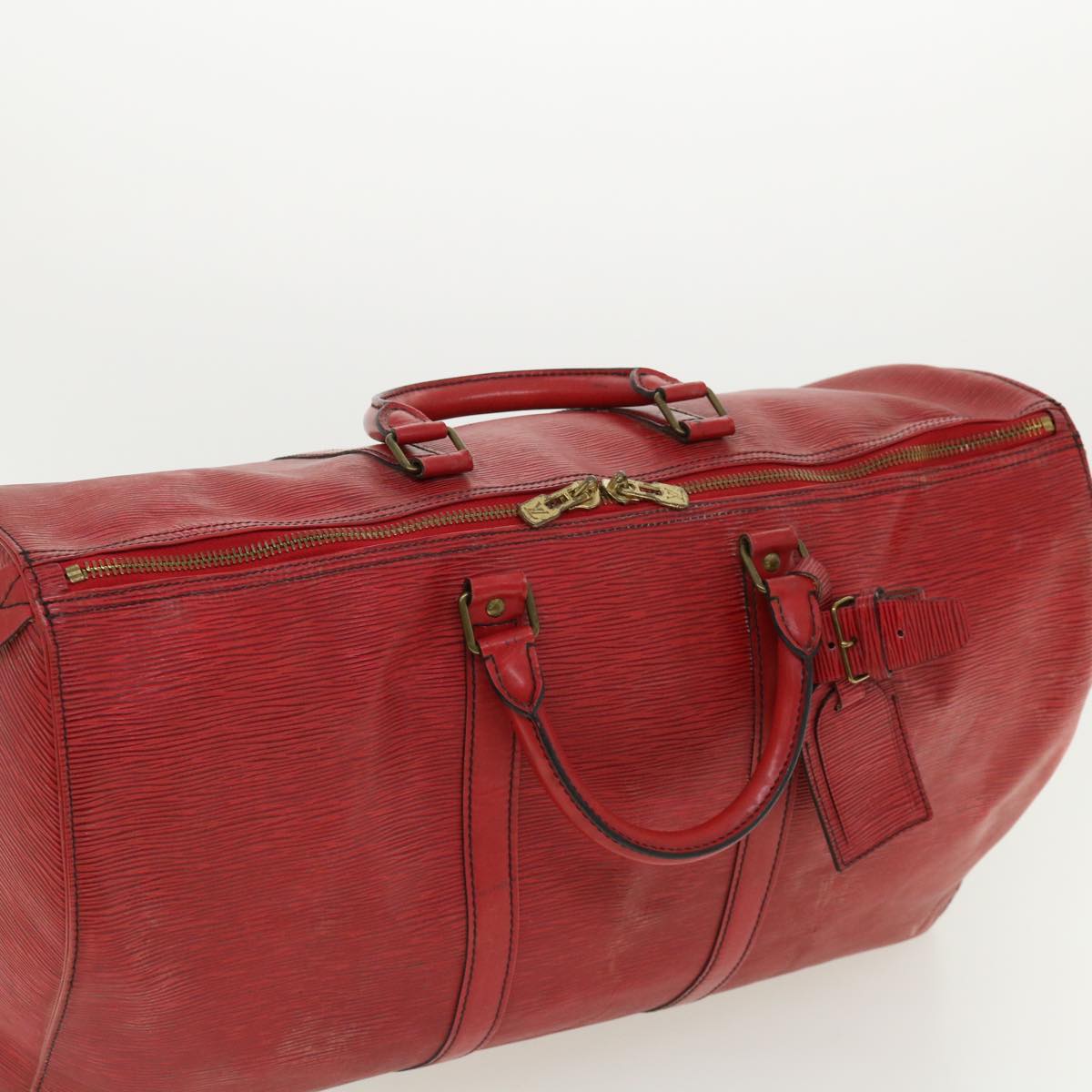 LOUIS VUITTON Epi Keepall 50 Boston Bag Vintage Red M42967 LV Auth 35939