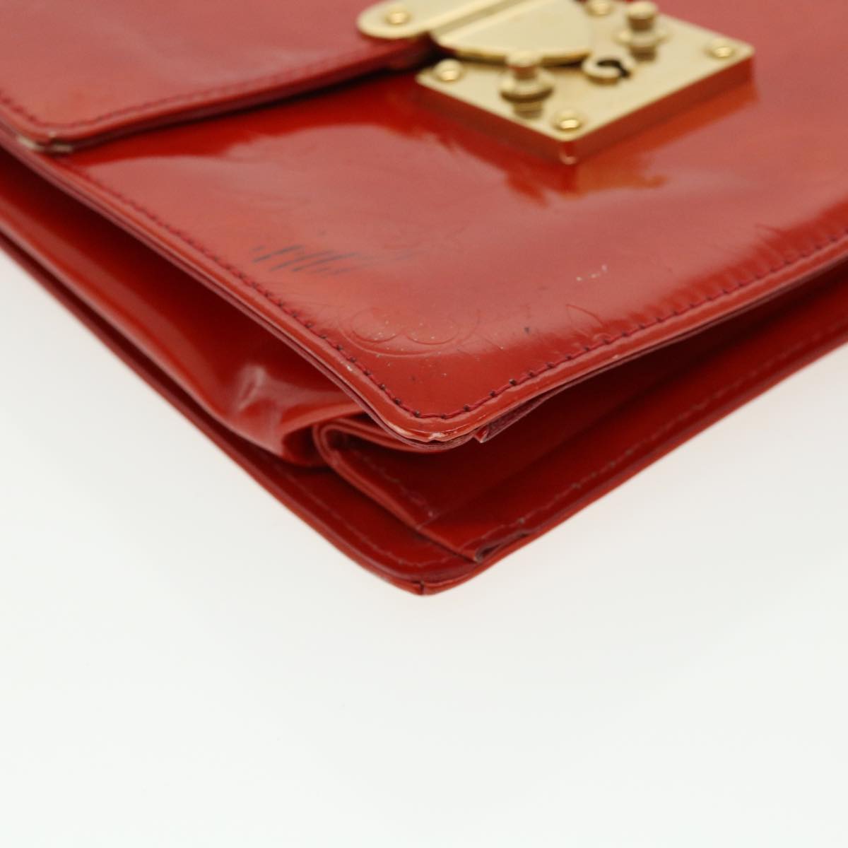 LOUIS VUITTON Monogram Vernis Spring Street Hand Bag Red M91135 LV Auth 35955