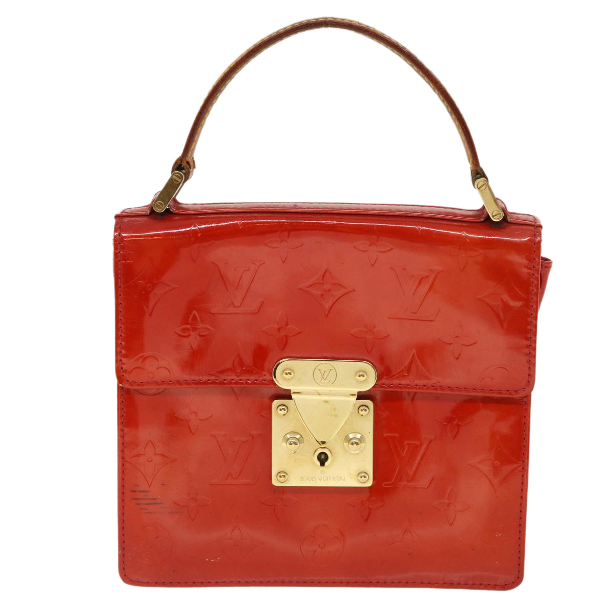 LOUIS VUITTON Monogram Vernis Spring Street Hand Bag Red M91135 LV Auth 35955