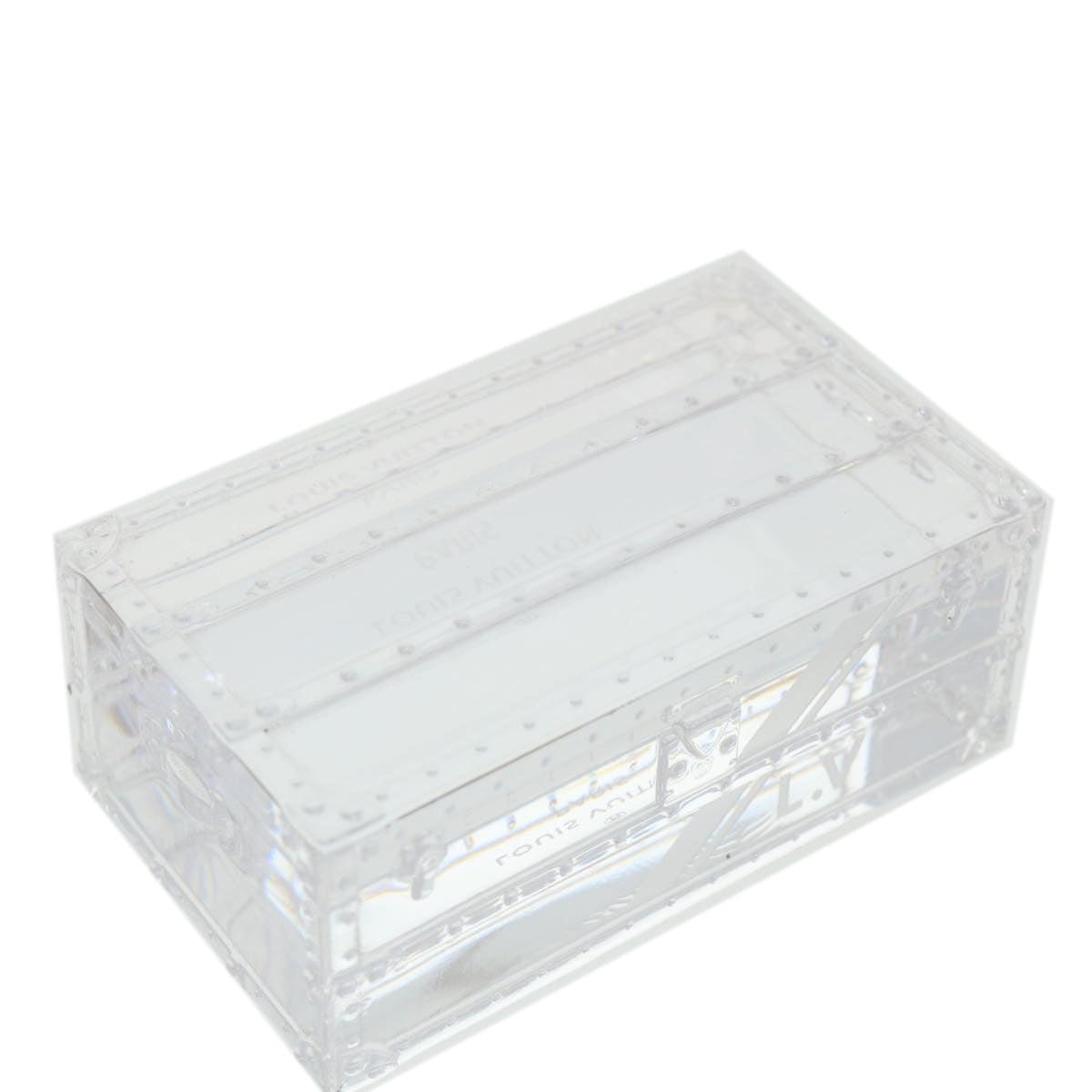 LOUIS VUITTON Crystal Trunk Paper Weight Glass VIP only Clear LV Auth 35993