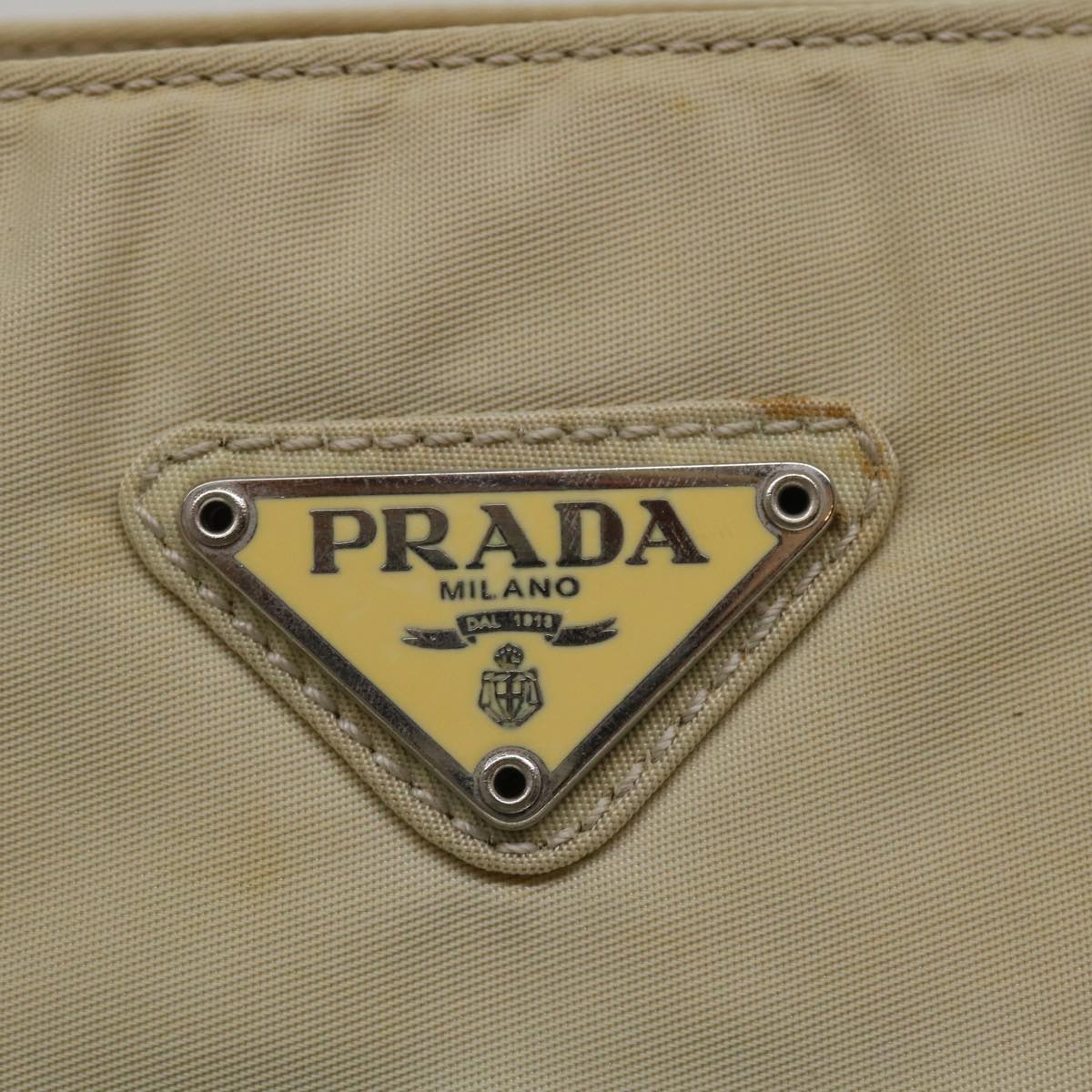 PRADA Shoulder Bag Nylon Beige Auth 36016