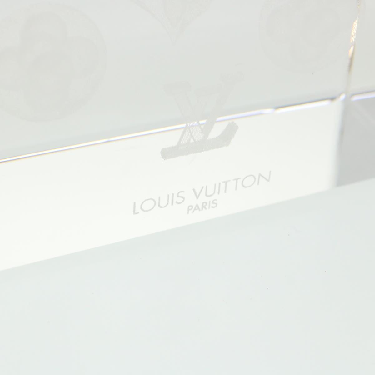 LOUIS VUITTON Monogram Paper Weight Glass VIP Only Clear LV Auth 36030