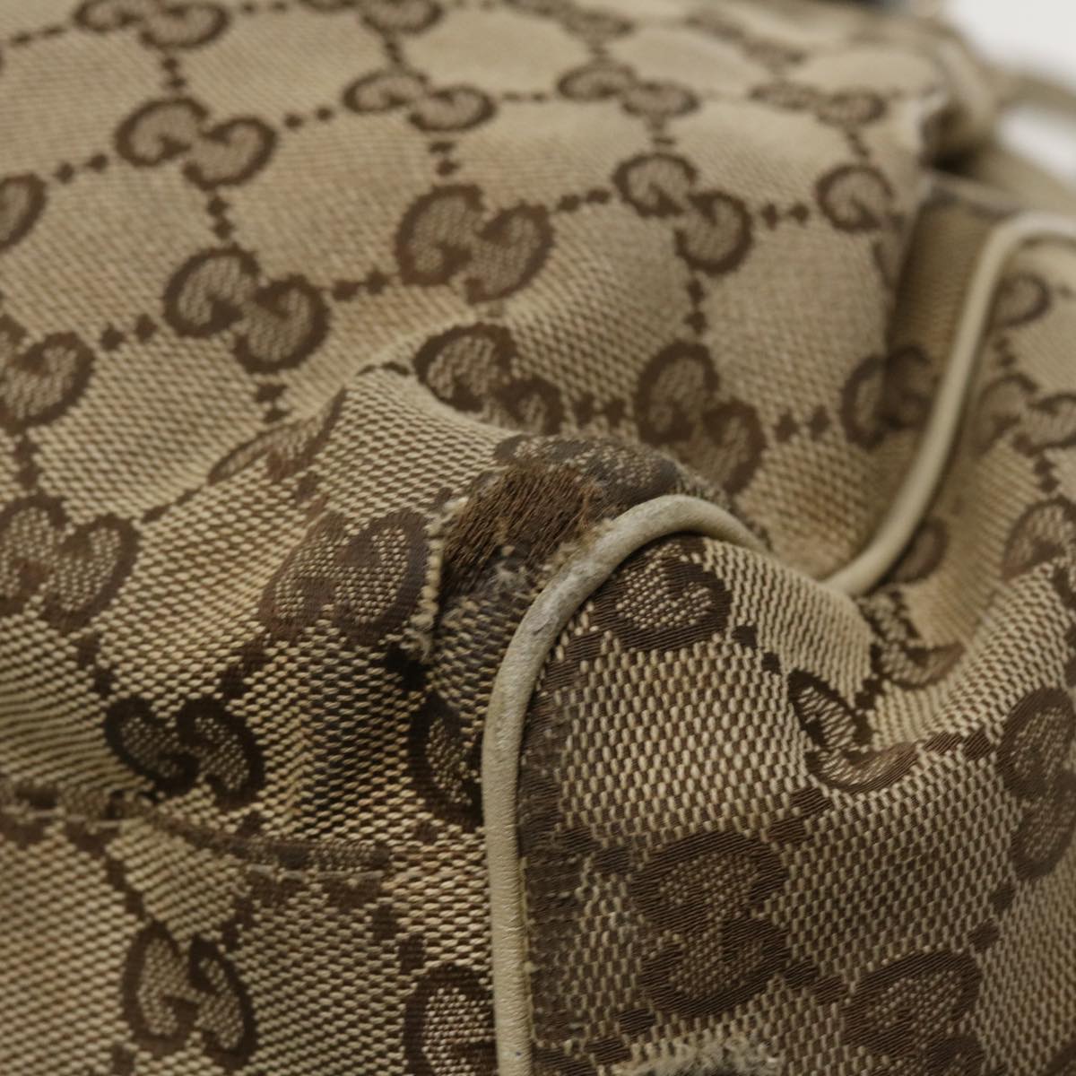 GUCCI GG Canvas Hand Bag 2way Beige 223974 Auth 36034