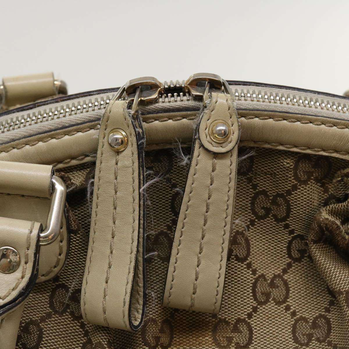 GUCCI GG Canvas Hand Bag 2way Beige 223974 Auth 36034