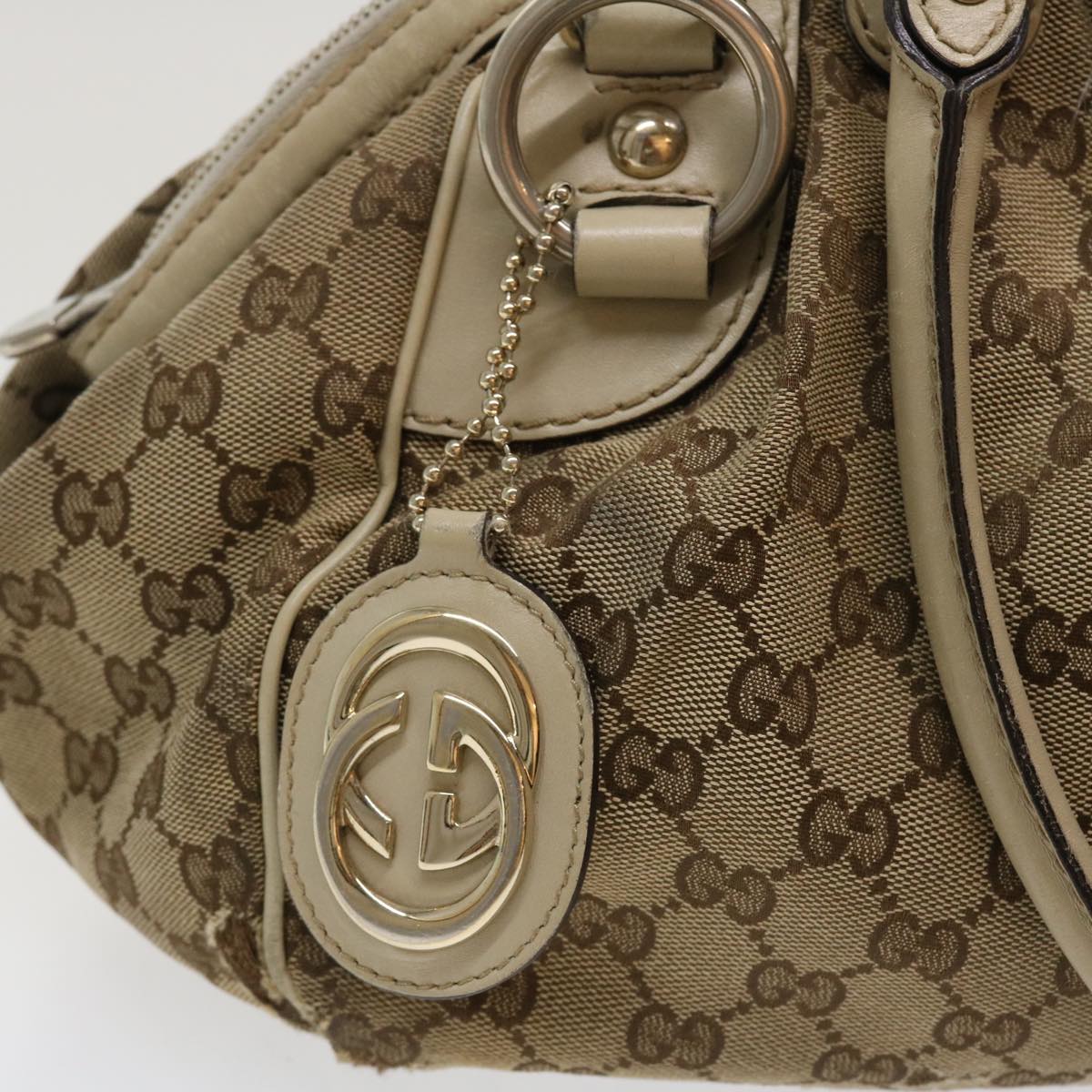 GUCCI GG Canvas Hand Bag 2way Beige 223974 Auth 36034