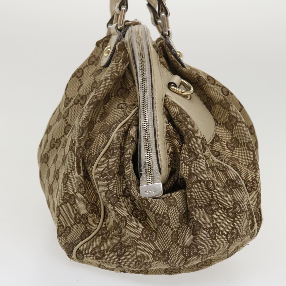 GUCCI GG Canvas Hand Bag 2way Beige 223974 Auth 36034