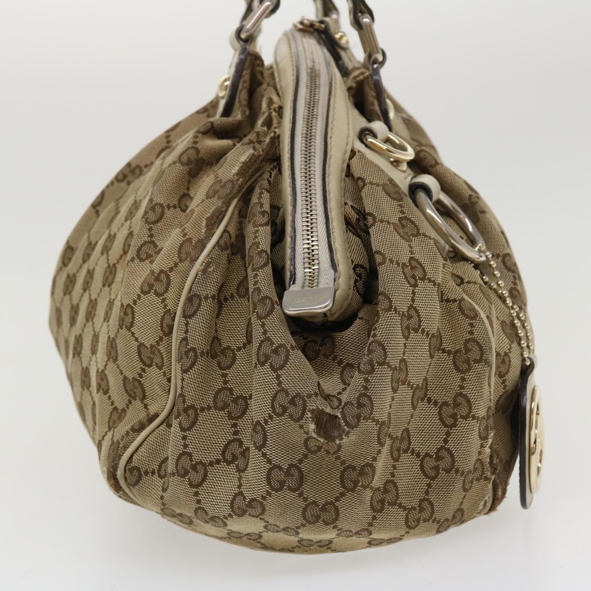 GUCCI GG Canvas Hand Bag 2way Beige 223974 Auth 36034