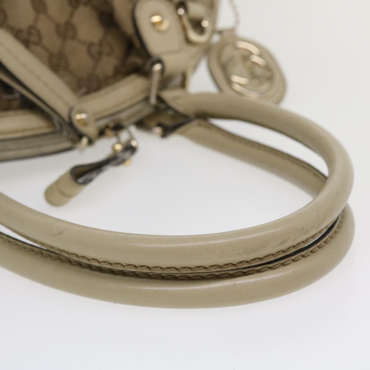 GUCCI GG Canvas Hand Bag 2way Beige 223974 Auth 36034